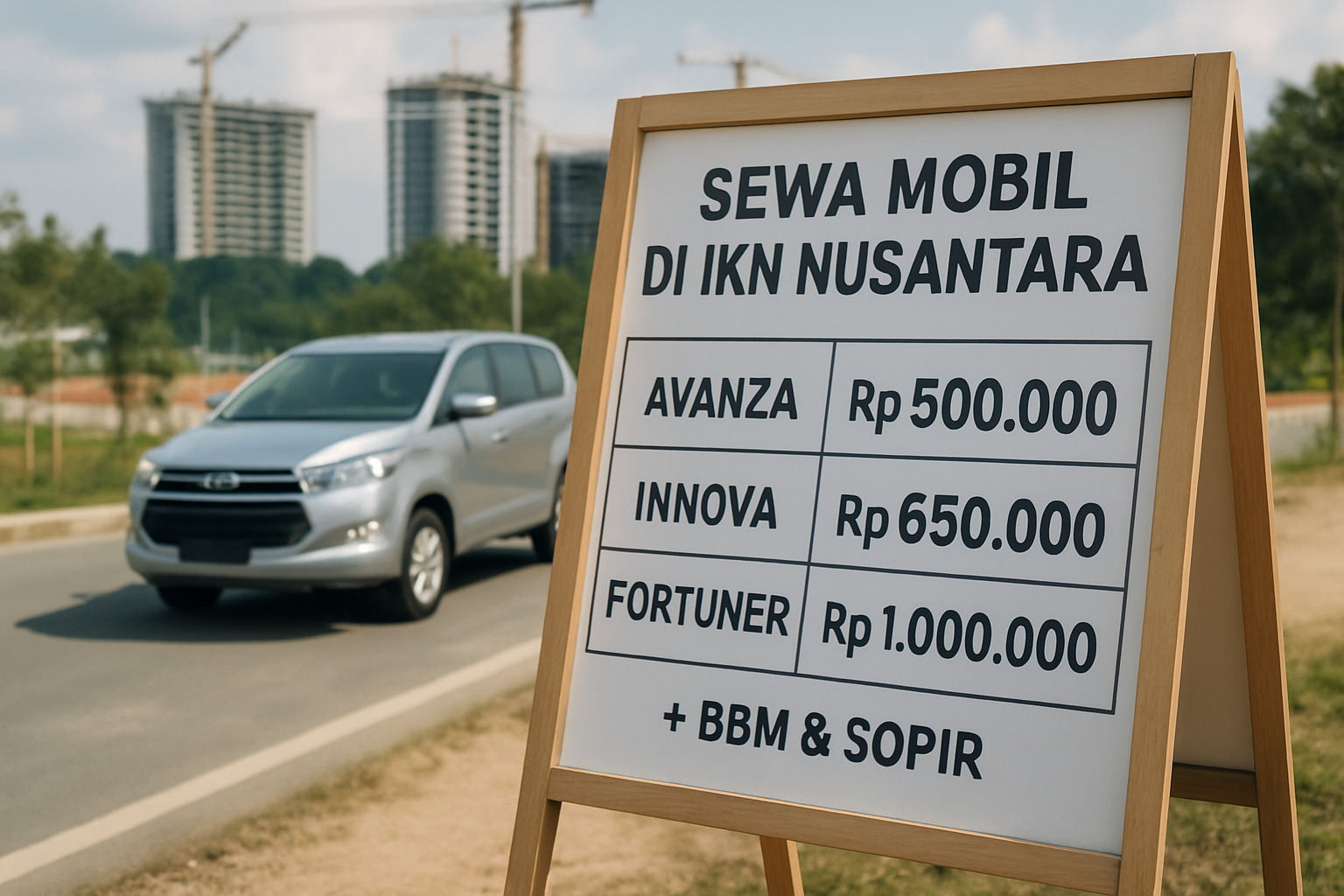 sewa mobil di ikn — prices and costs